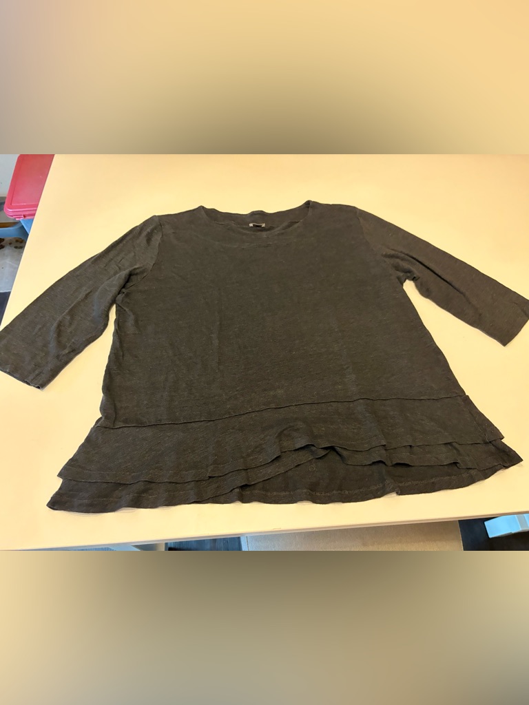 Poetry Linen Peplum Black Top Size Us 14